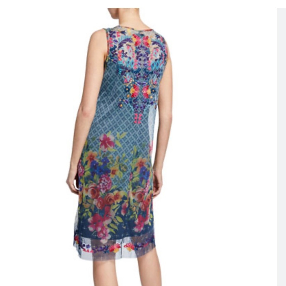 Johnny Was
Rhandi Mixed-Print Sleeveless Mesh Dress w/ Embroidery size Small